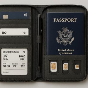 24 Travel Document Organizer Passport Holder with SIM Card Storage